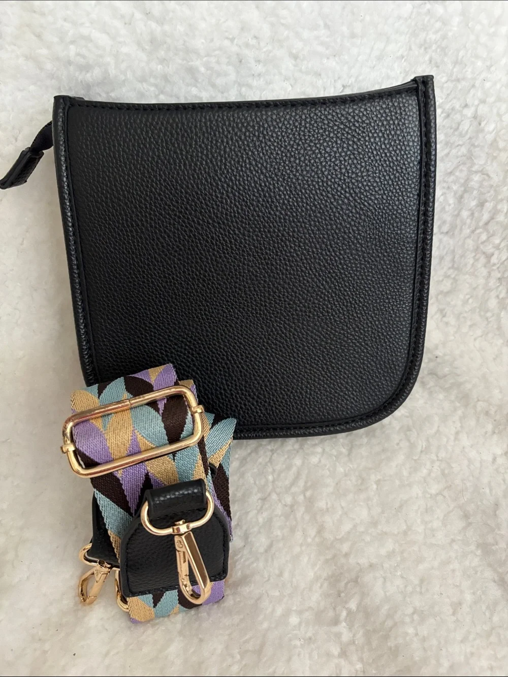 Black Crossbody Bag with Geo Adjustable Strap
